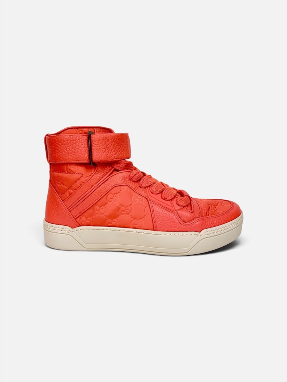 Gucci Orange GG Guccissima Nylon Leather High Top Sneakers Men 7G US 9 NIB